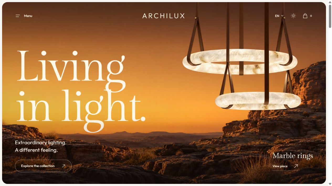 Archilux — The local Archilux website preview. The hero is an illustrative campaign scene.